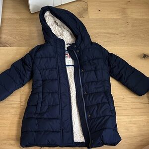 Mini Boden Navy Blue Sherpa Lined Padded Coat T2-3